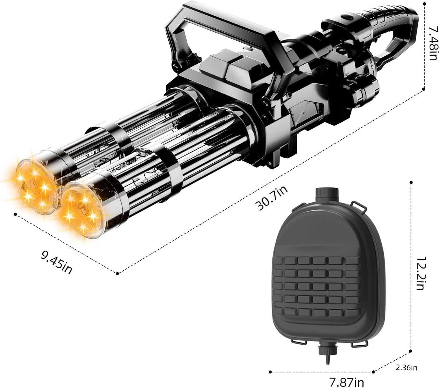 Pistola de agua eléctrica Gatling para adultos y niños, luz LED.