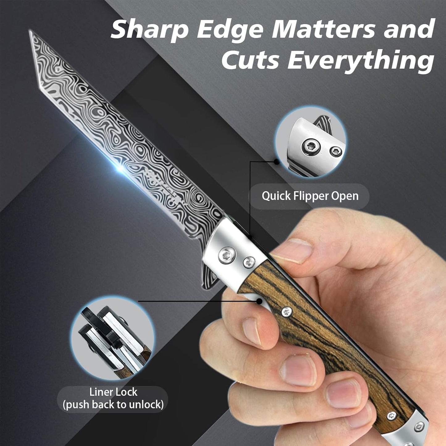 Navaja Tanto con hoja de acero inoxidable, Plegable.