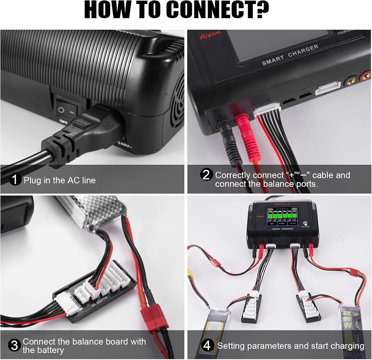 Cargador de batería dual Lipo Hiyiton Pantalla Táctil RC. USADO