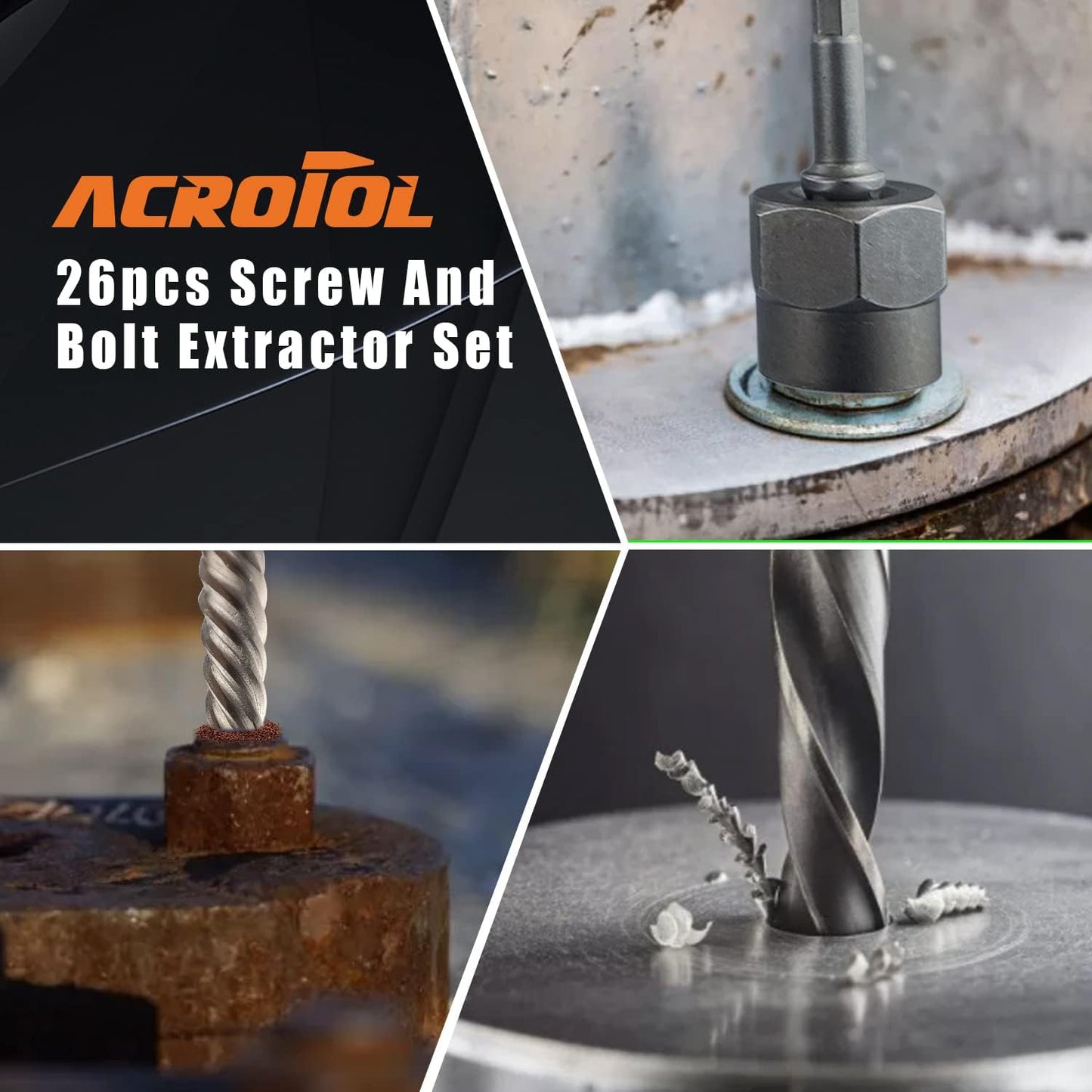 ACROTOL Juego de 26 extractores de pernos, (USADO).