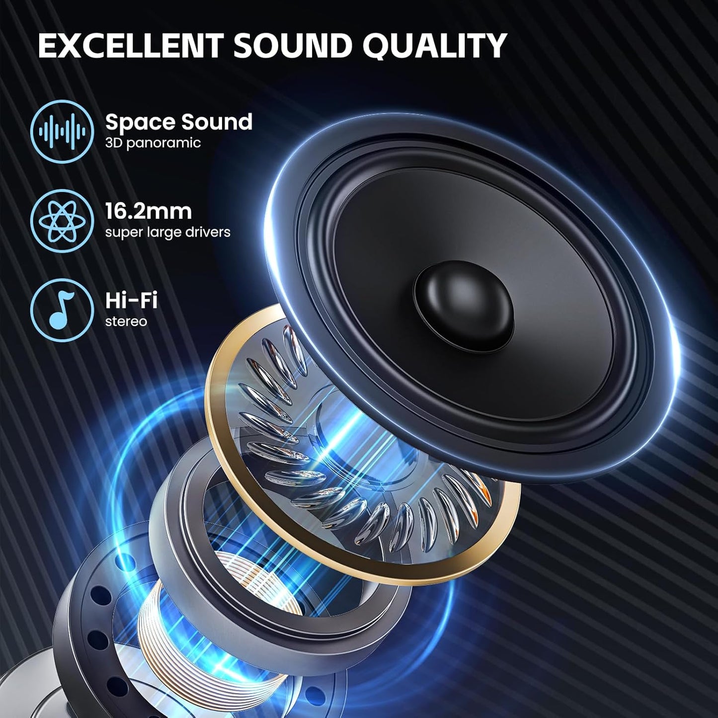 Auriculares inalámbricos de oreja abierta, IPX7 impermeables.