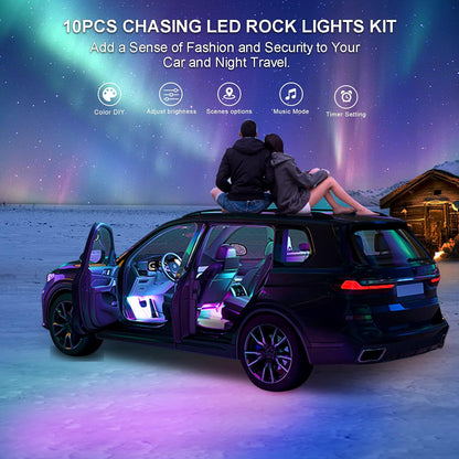 Luces LED de roca TDE Explorer Lighting, 10 cápsulas RGB (USADO)