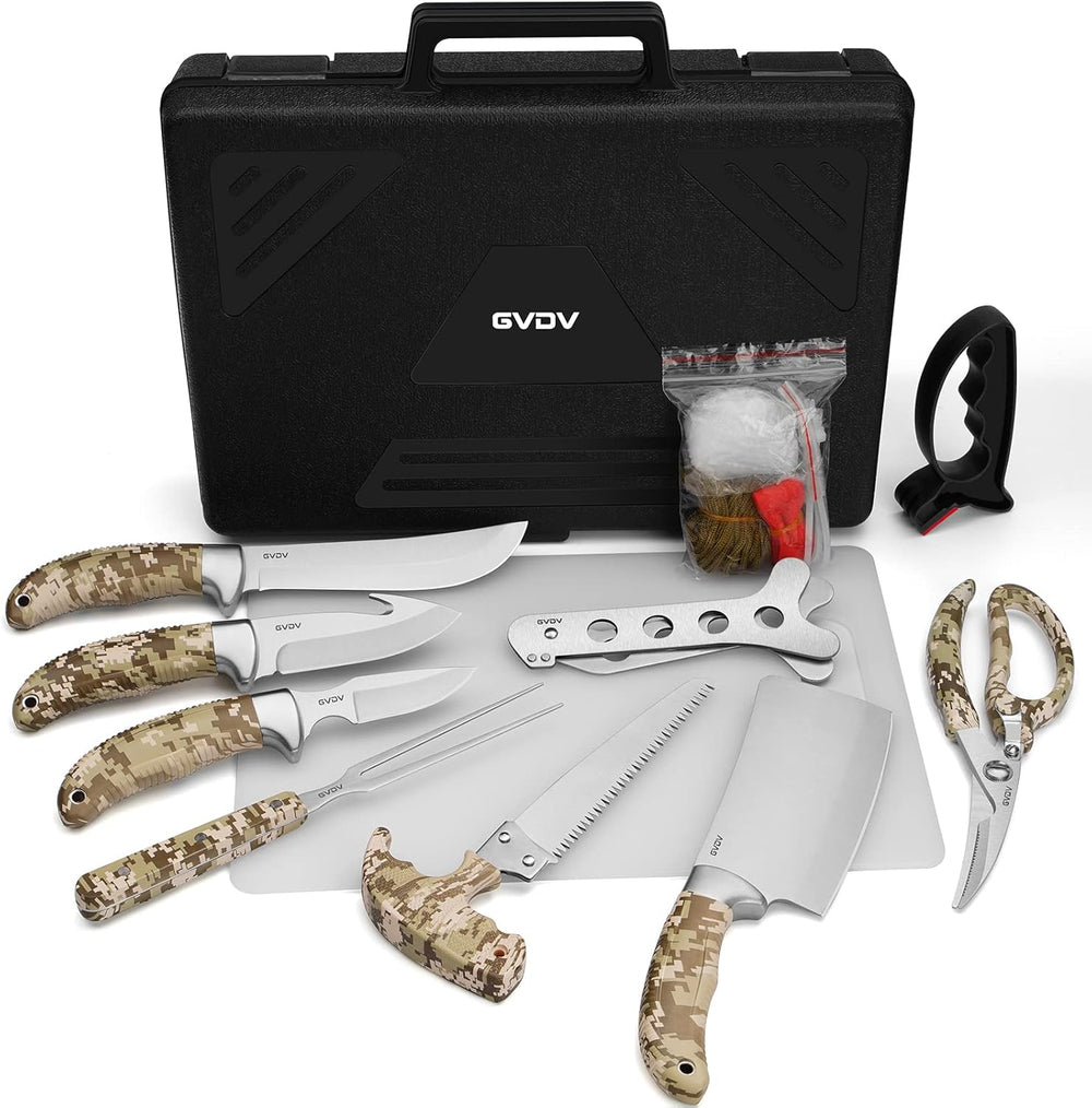 Juego de Cuchillos De Caza, Kit de 15 Piezas, Estuche ligero.