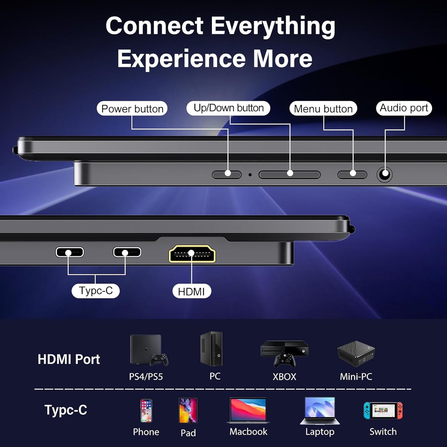 InnoView Monitor portátil de 23.8", de juegos, con soporte.