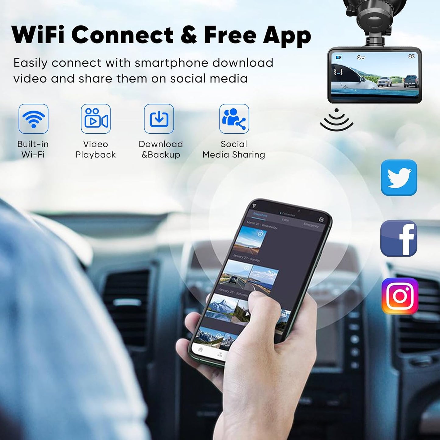 Dellfy dash cam Ultra HD delantera y trasera