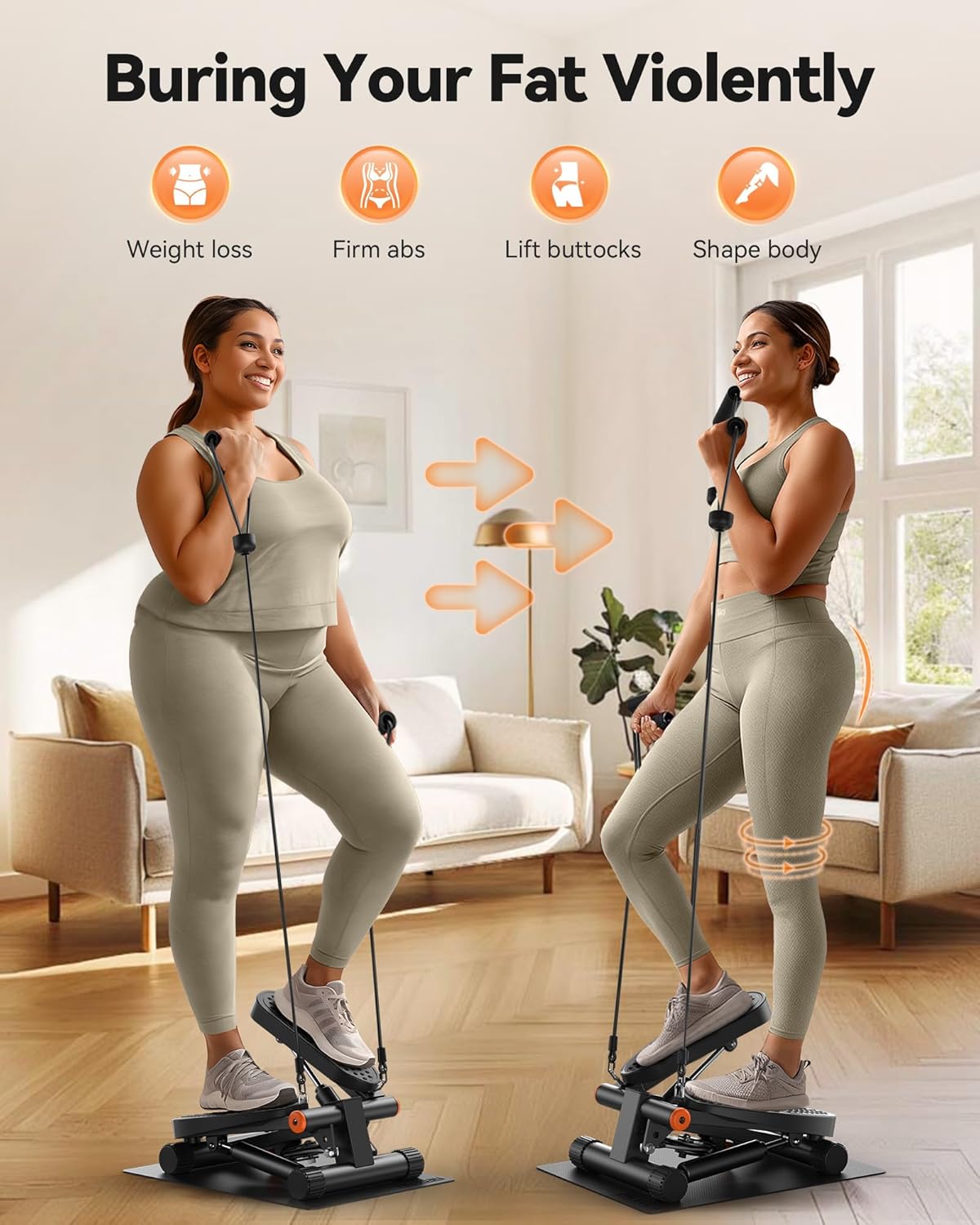 Mini escaladora con bandas de resistencia Niceday Steppers