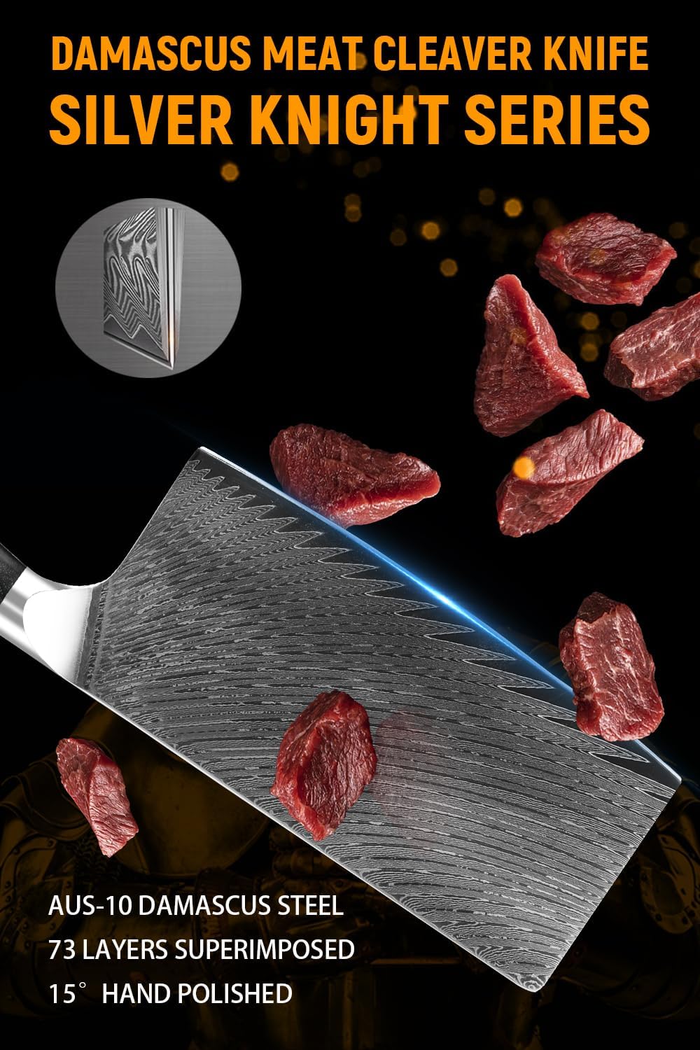 Cuchillo de carnicero japonés afilado, de 7", mango G10, profesional.