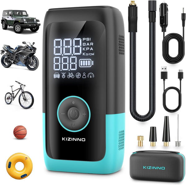 Inflador Portátil de Neumáticos 45W – Inflado Rápido con Manómetro Digital.