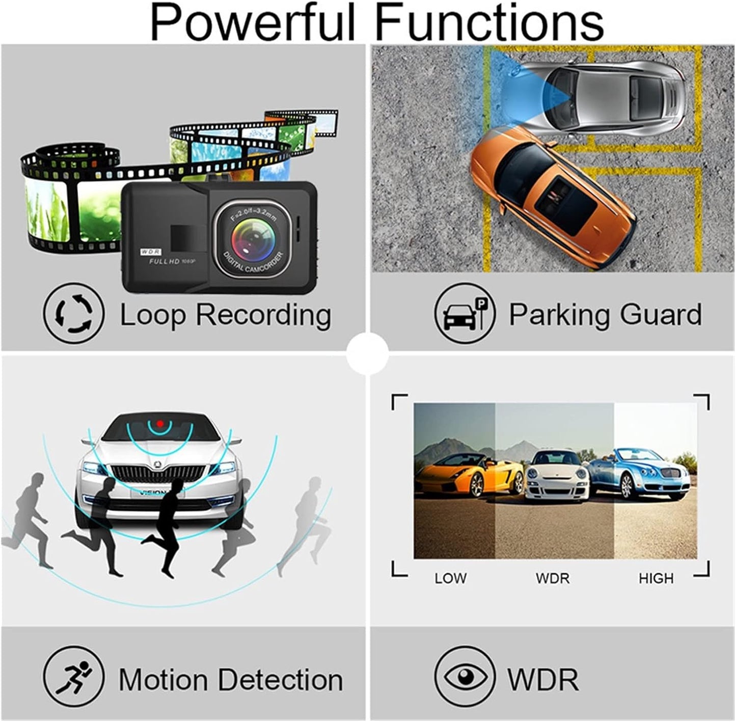 Mini Dash Cam de 3" FHD 1080P Cámara trasera DVR (USADO)
