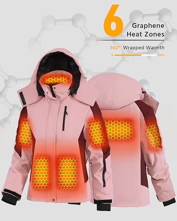 Chamarra térmica para mujer, de grafeno, impermeable, Wulcea (L).