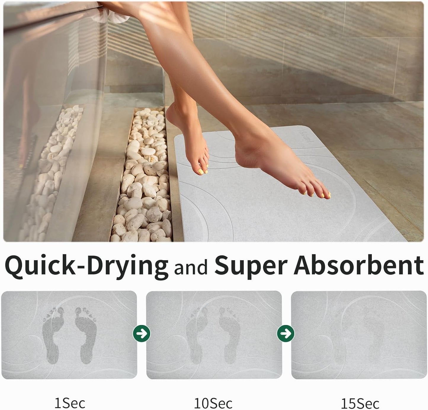 TAPETE DE BAÑO XMARRAT, XL, SECADO RAPIDO, ANTIDESLIZANTE.