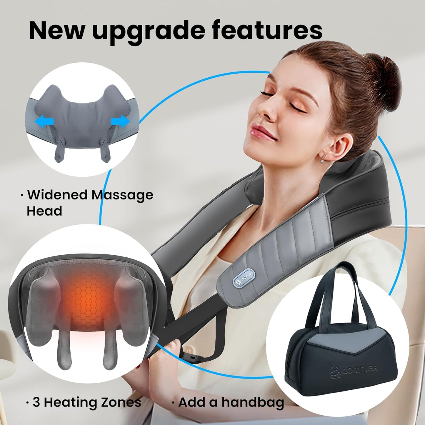 COMFIER Masajeador de cuello y hombros + bolsa de transporte