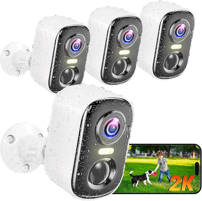 Cámara Seguridad WiFi Inalámbrica 2K Batería Visión Nocturna AI 4 PZA