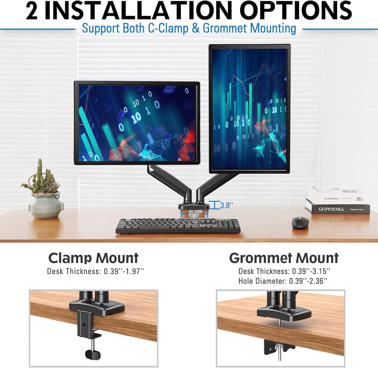 Mountup Soporte de monitor dual ajustable con resorte de gas. USADO