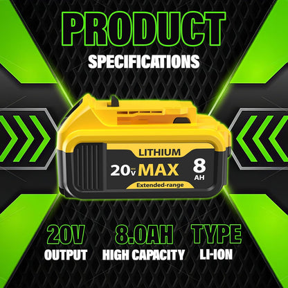 Baterías de repuesto Yayetur, compatible con Dewalt, 20V Max 8000 mAh