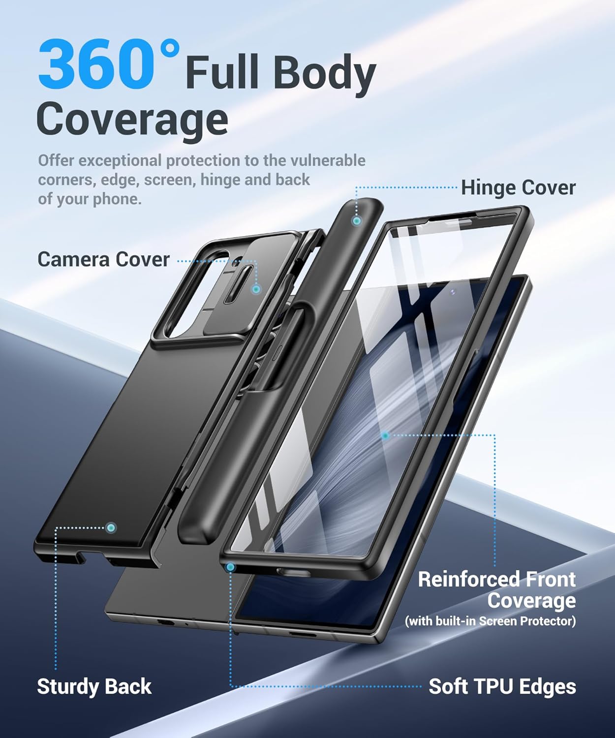 Funda para Galaxy Z Fold 6, protector de pantalla, soporte p/bolígrafo.