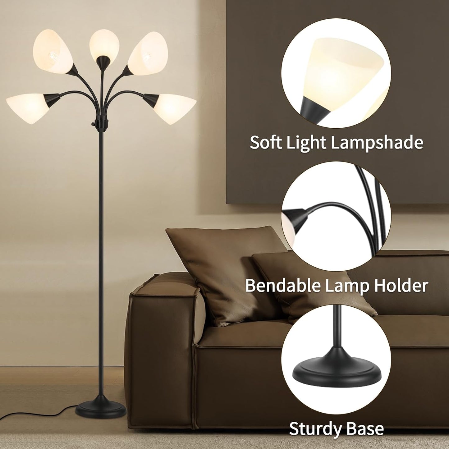 Honoding Medusa - Lámparas De Pie Con 5 Cabezales