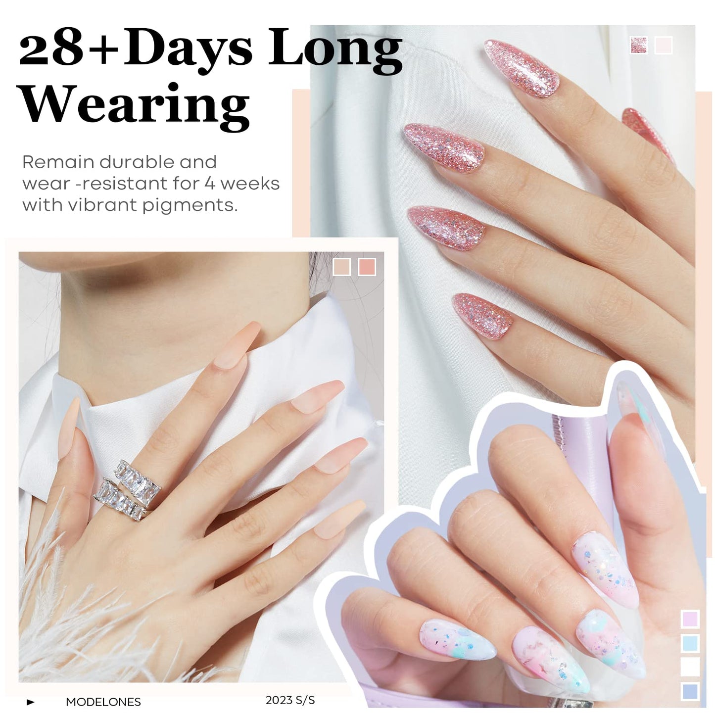 Modelones, Kit de 38 esmaltes de uñas en gel, Colores B-Glamorous.