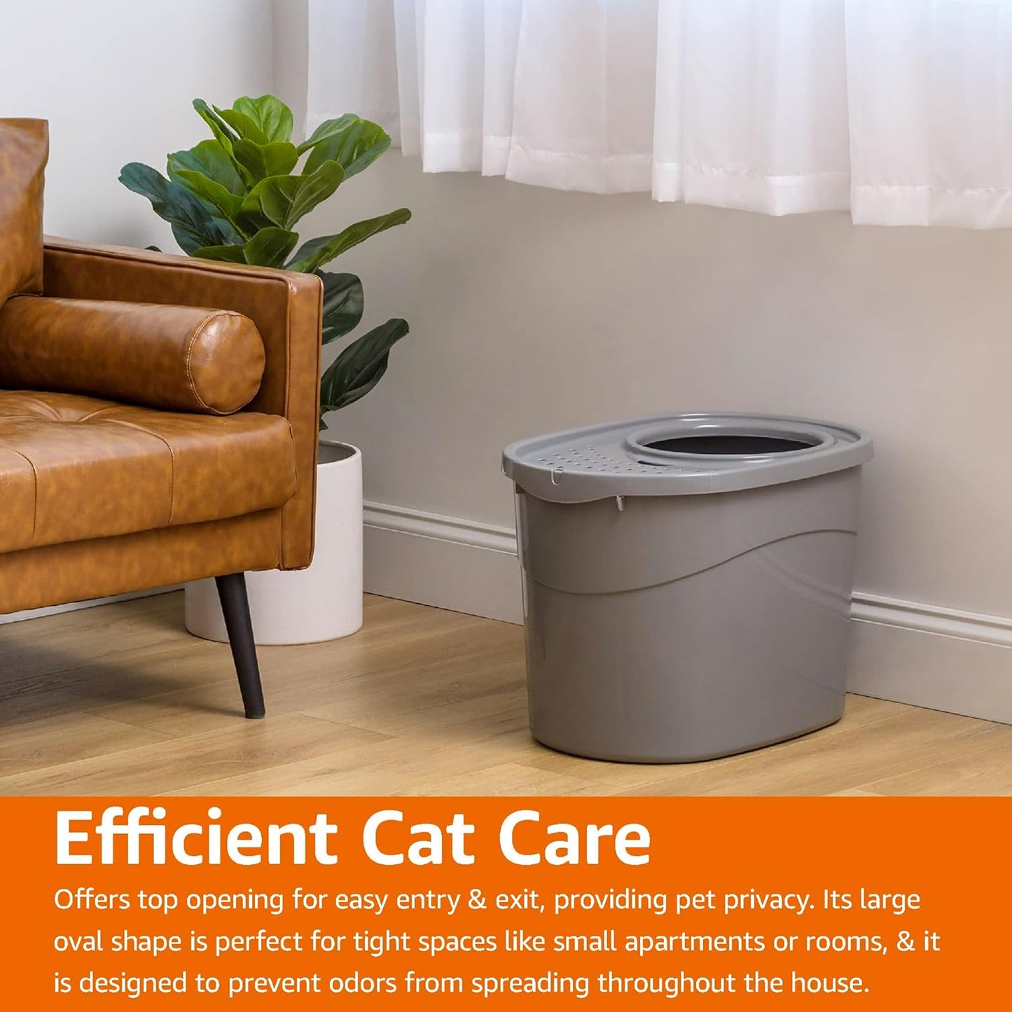 Amazon Basics, Caja de arena alta, para gatos, incluye cuchara.