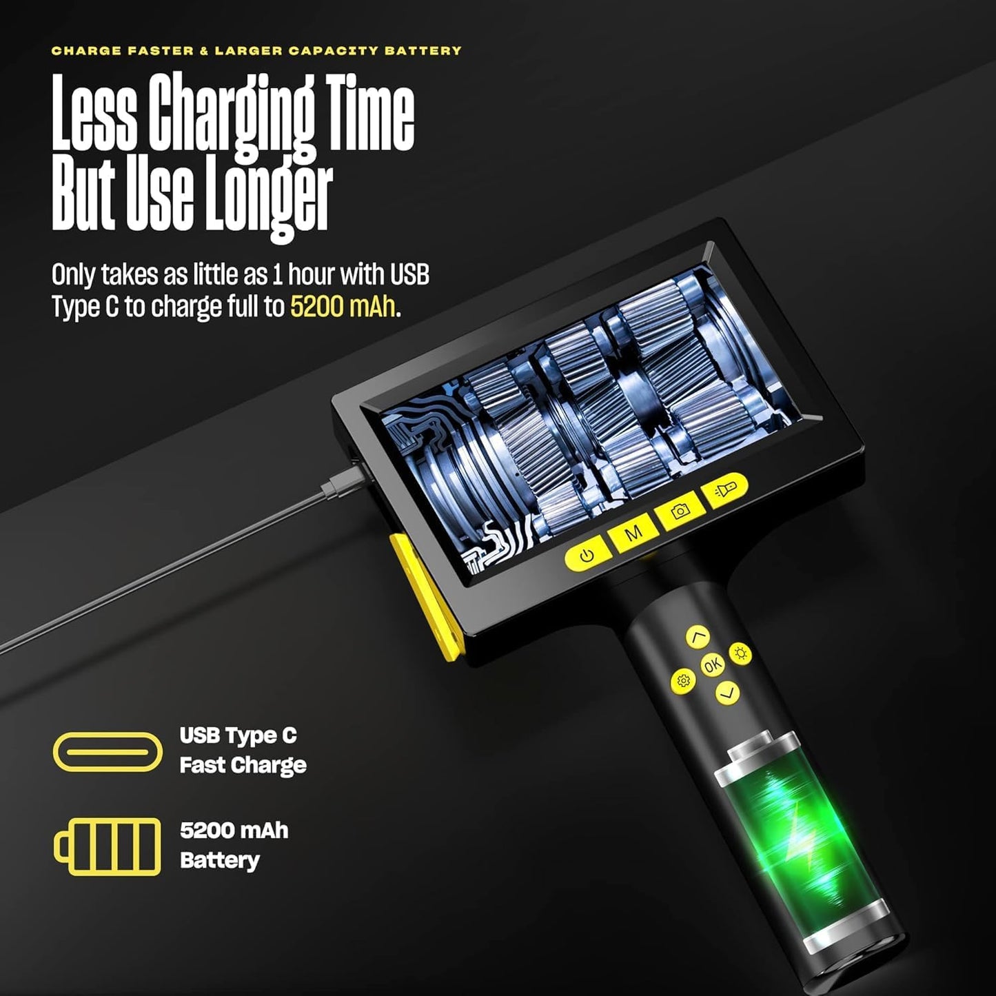 Cámara endoscópica, Cable flexible e impermeable, (USADA).