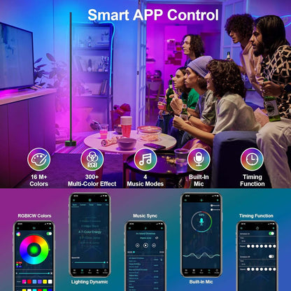 Lámpara de piso, Led Rgb Inteligente, Control Remoto, Miortior.