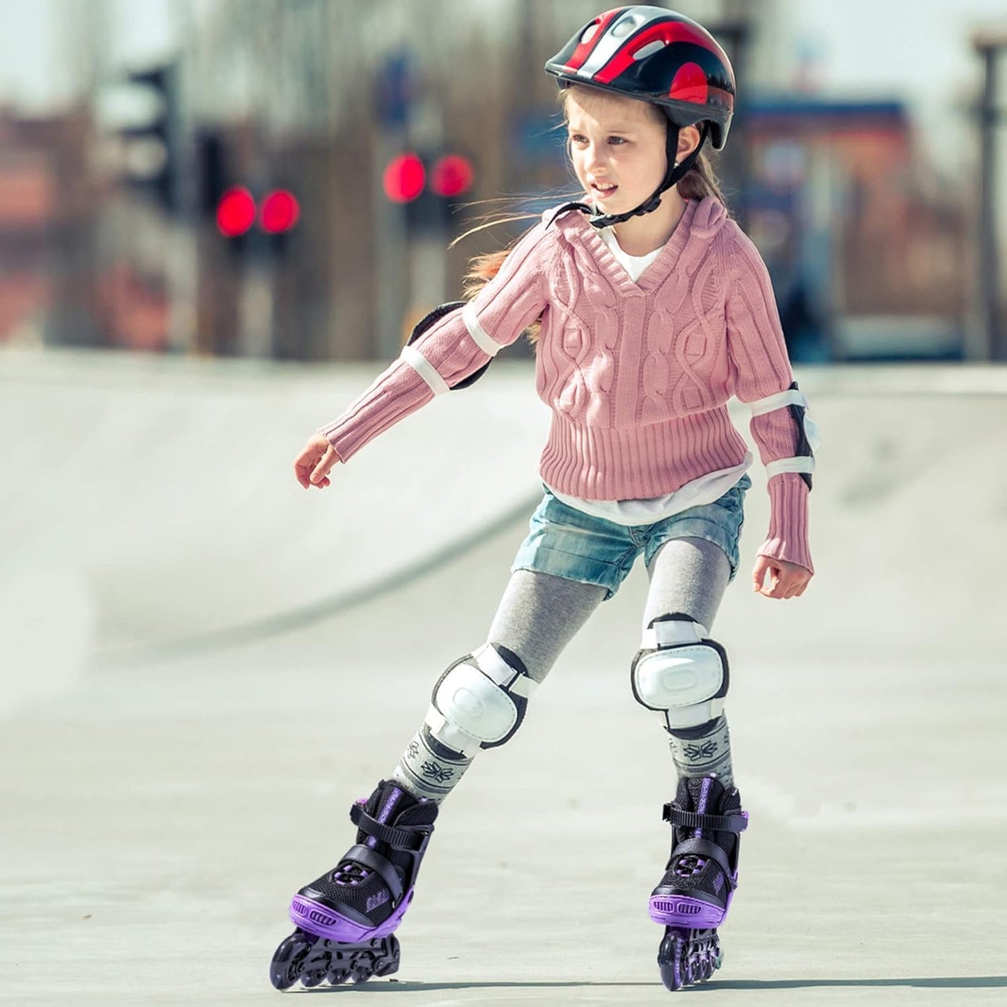 PAPAISON Patines en línea Ajustables con Ruedas LED XL 26.5CM