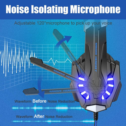 Auriculares estéreo para Videojuegos, Bengoo G9000, Azul.