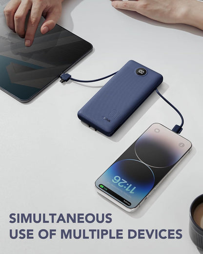 Cargador portátil con cables y enchufe de pared, 10000 mAh (USADO).