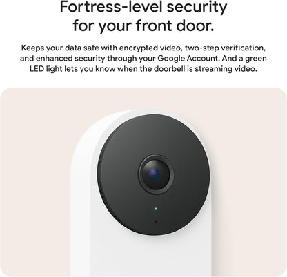 Timbre de Puerta, Google Nest, cableado, 3ª gen, 2K/night v. (USADO)