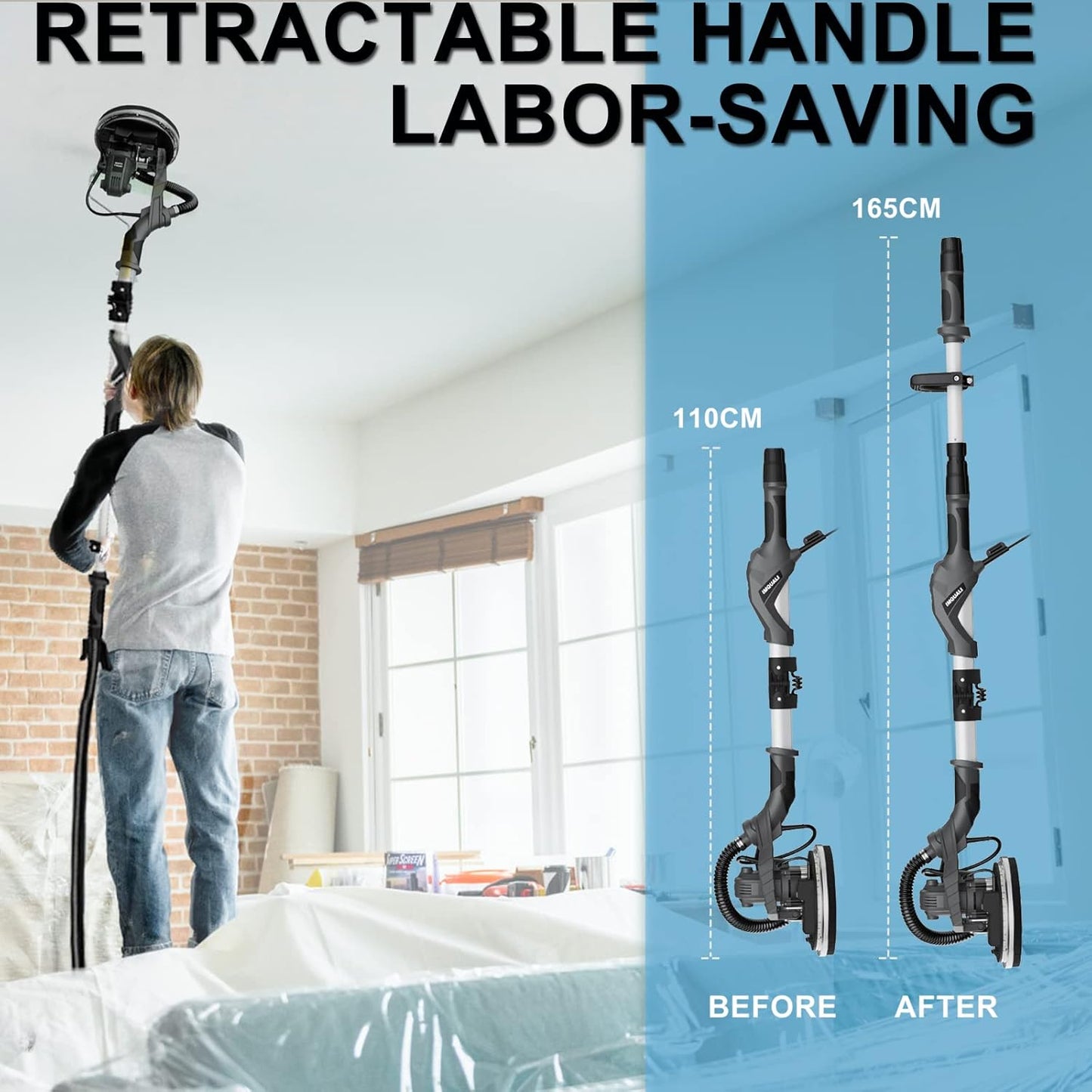 Lijadora eléctrica de 9,5 A con velocidad variable de 600 a 2600 RPM.