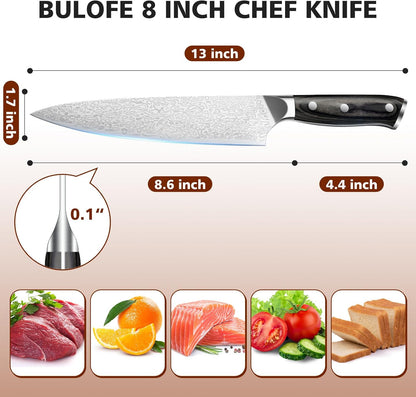 Cuchillo de chef de 8", con afilador y protector de dedos, Bulofe.