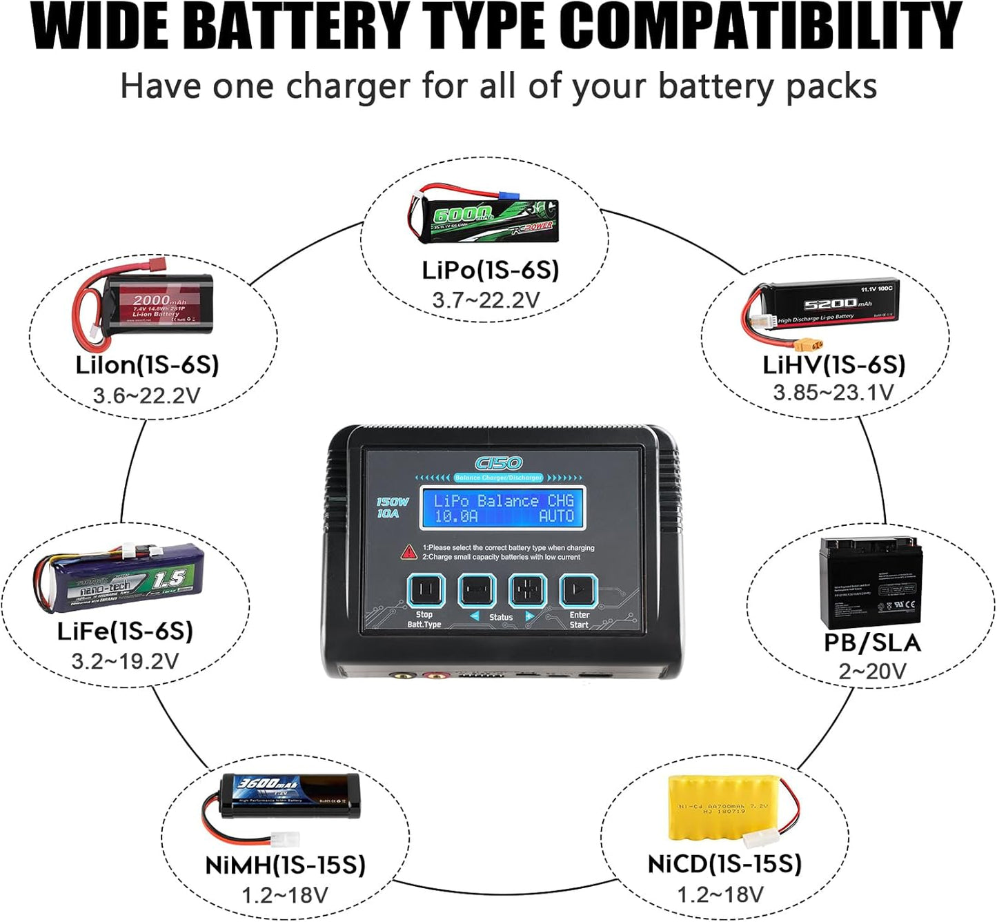 LiPo Cargador de batería RC Balance 150W