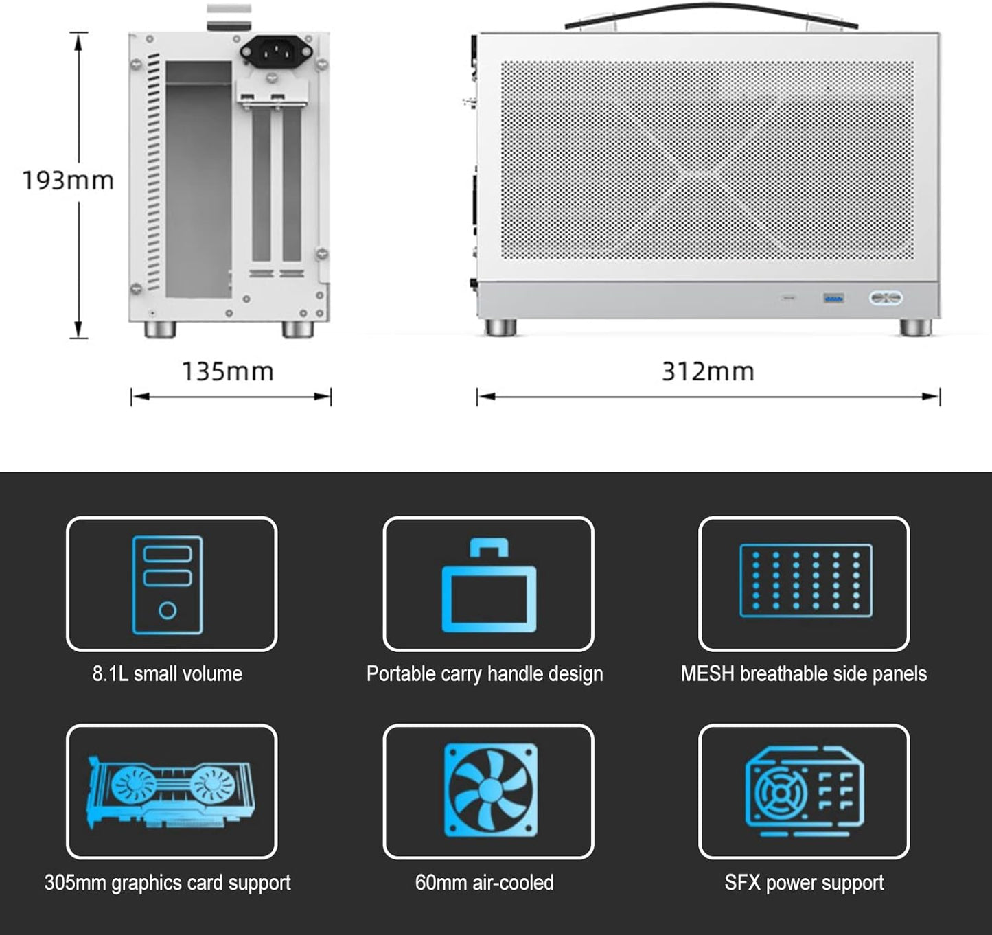 Gabinete pequeño para PC portátil, S300 - Mini-ITX PC