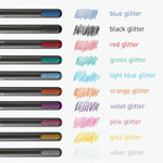 Bolígrafos de gel con purpurina, 10 Colores,Punta 1.0mm, Esc. Suave.