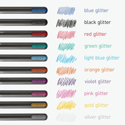 Bolígrafos de gel con purpurina, 10 Colores,Punta 1.0mm, Esc. Suave.