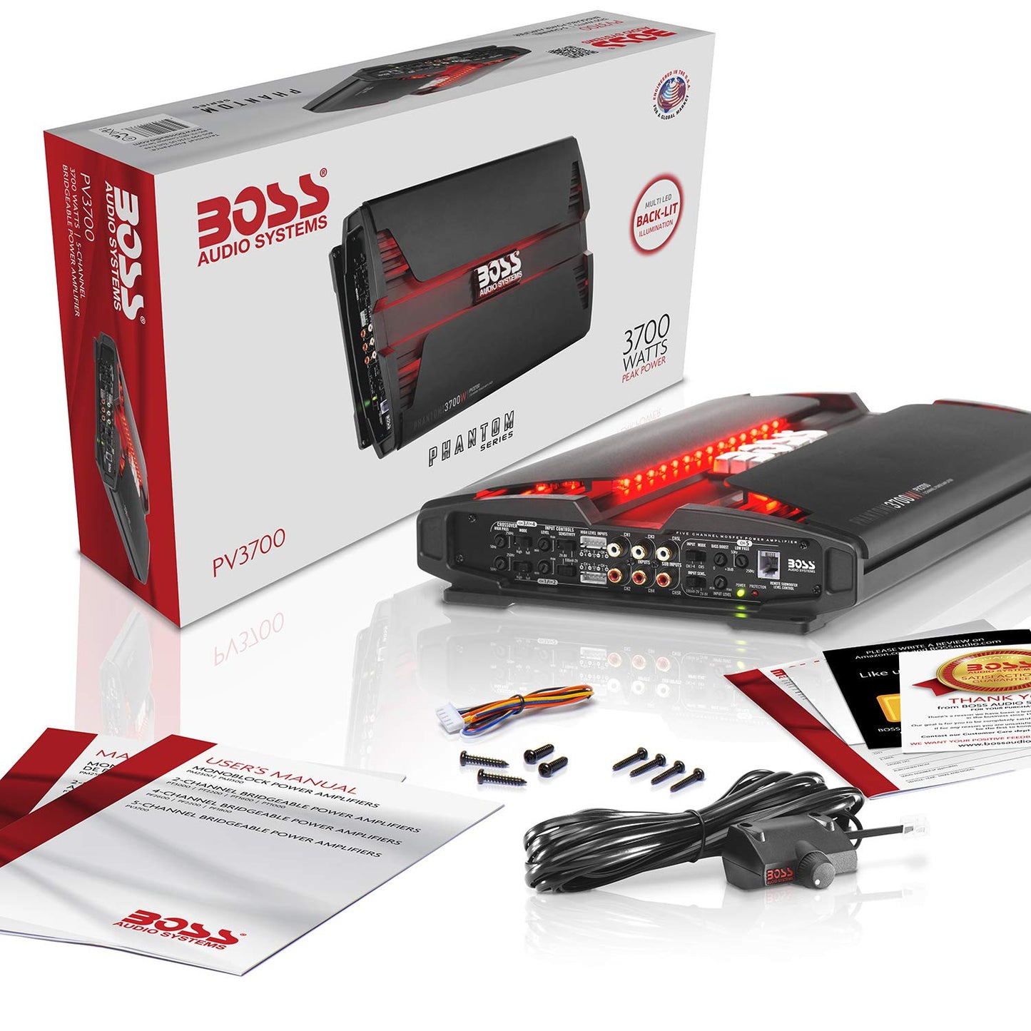 Amplificador Boss Audio PV3700 Phantom 3700W 5 Channel Full Range, Class A/B