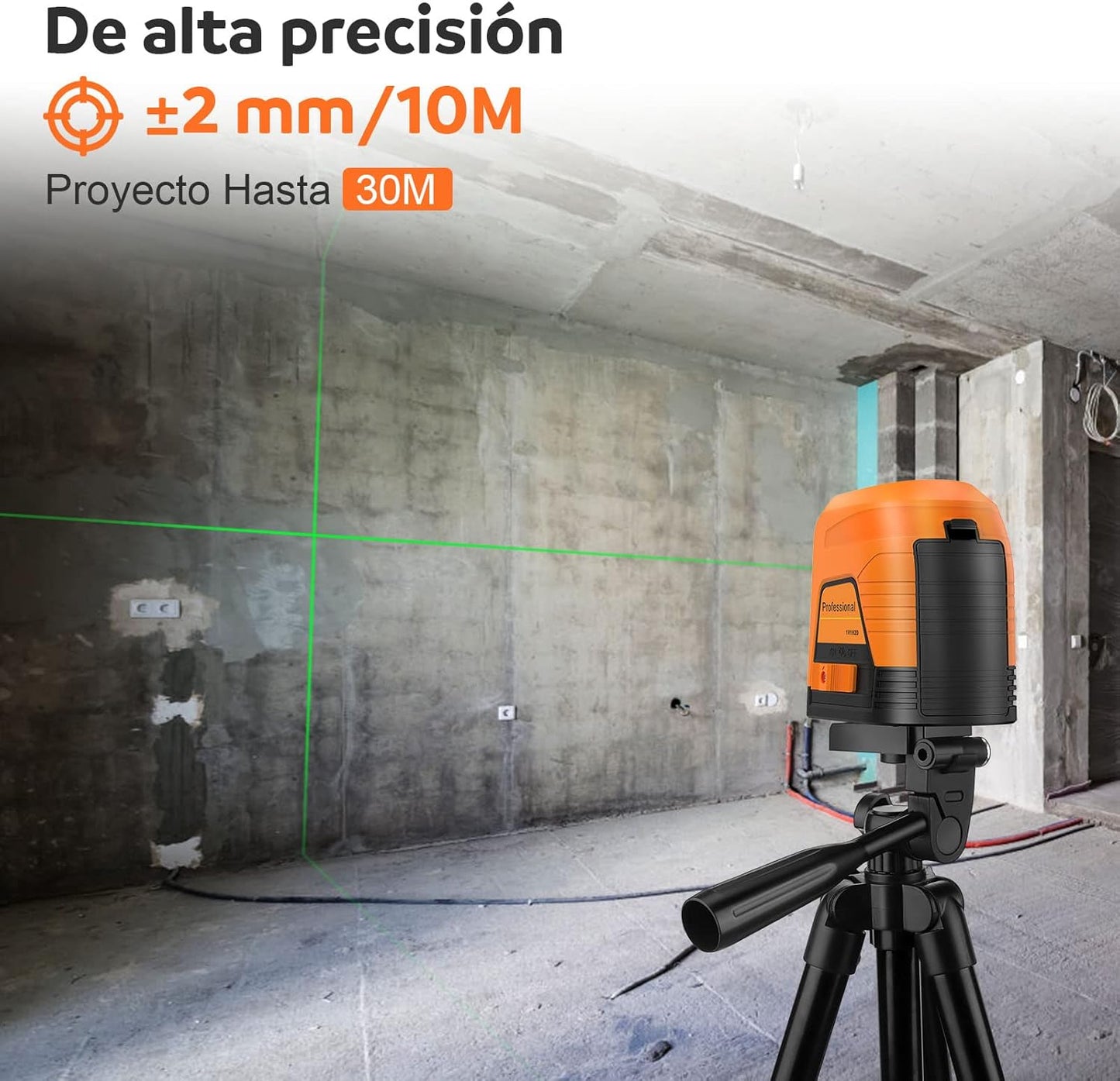 Nivel Láser Verde de 30m CHILEAD, Autonivelante con Carga USB para Construcción