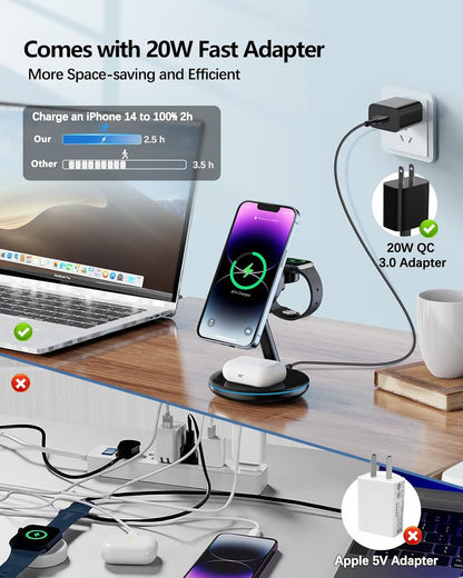 Estación de carga 3 en 1 dispositivos Apple 18 W (USADO)