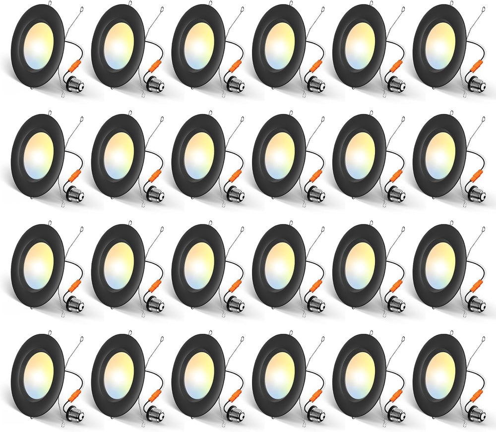 Luces empotrables Amico 24 Pack 5/6", 5CCT borde deflector negro.