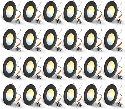 Luces empotrables Amico 24 Pack 5/6", 5CCT borde deflector negro.
