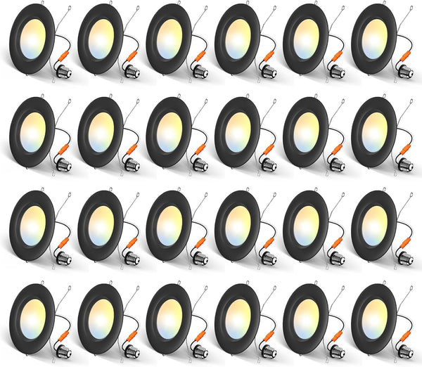 Luces empotrables Amico 24 Pack 5/6", 5CCT borde deflector negro.
