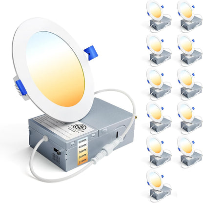 Paquete de 11 Luces LED, Ensenior, Empotrables de 4", Regulables,