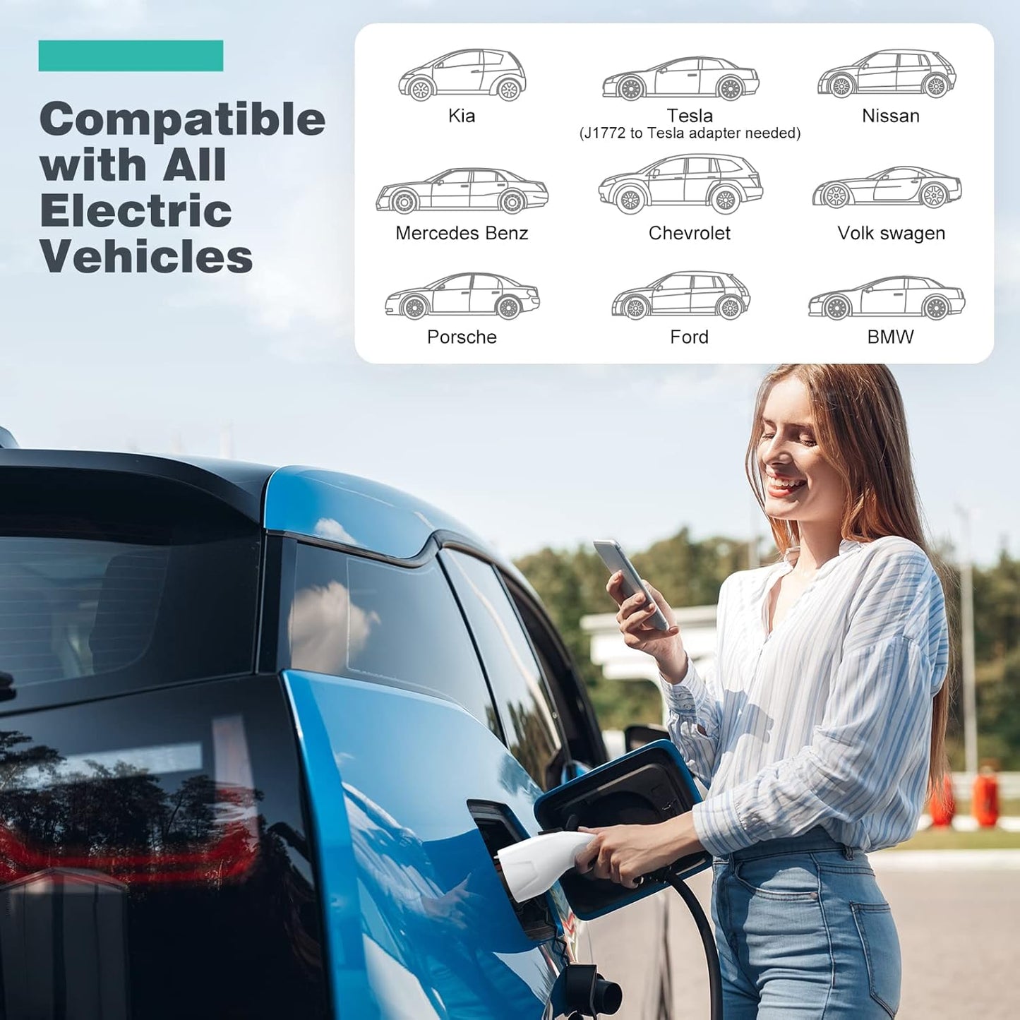 Cargador EV para vehículos eléctricos, Aimiler, NEMA 14-50 de 32A.