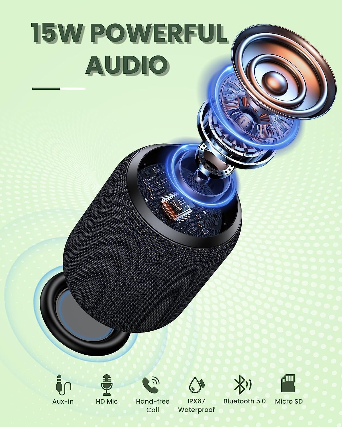 Altavoz, bocina inalámbrica portátil, Bluetooth, impermeable.