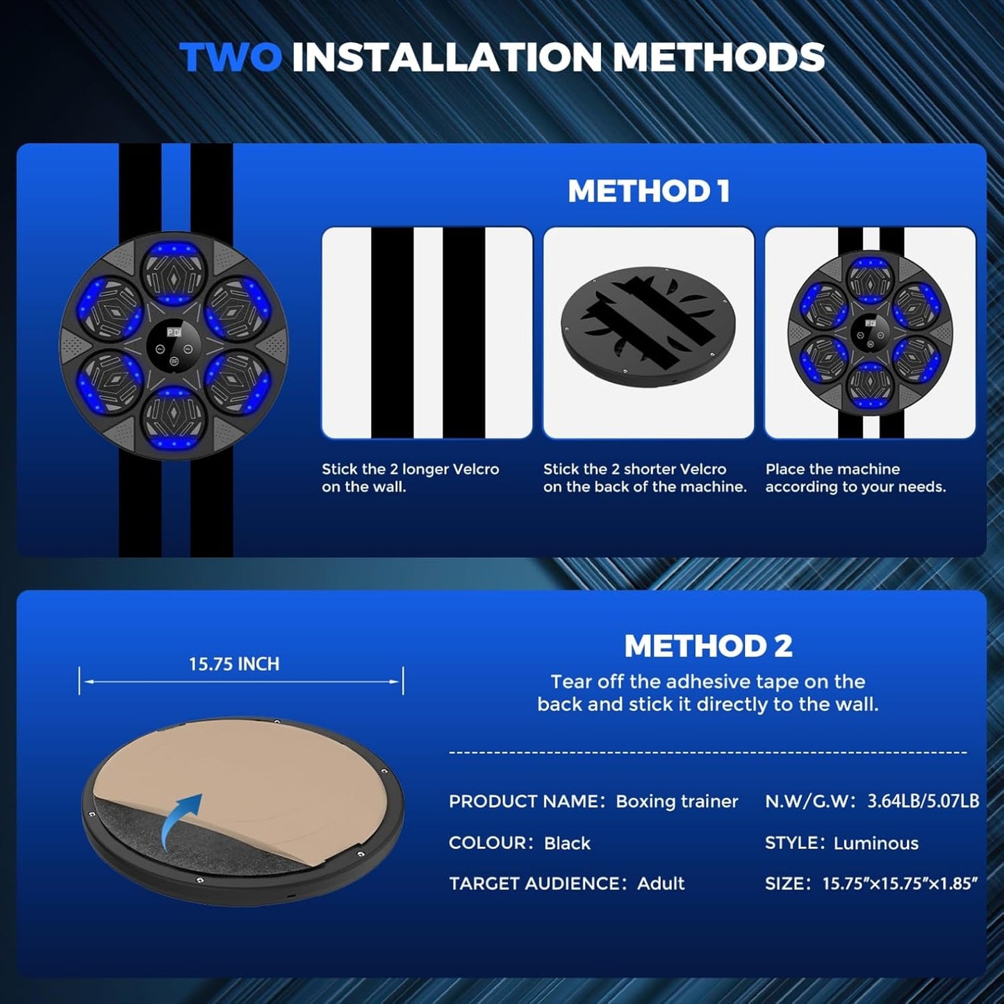Máquina de entrenamiento de boxeo inteligente con Bluetooth y guantes de boxeo