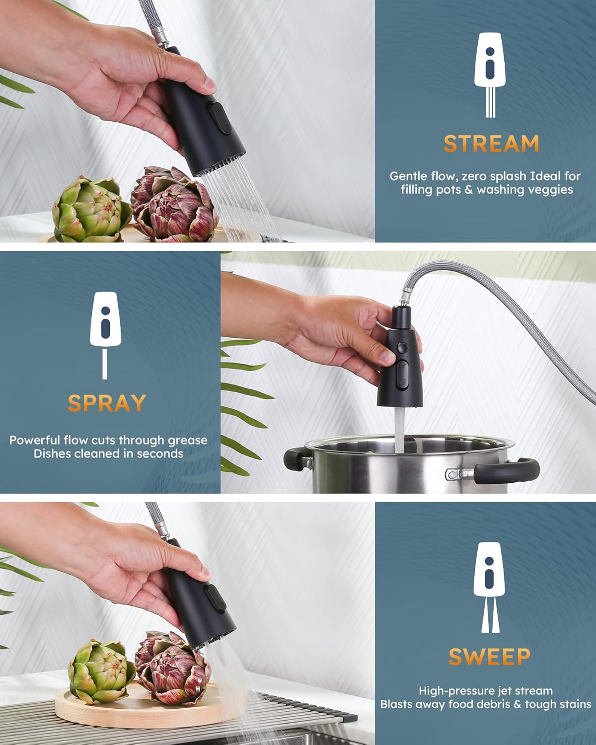 Grifo De Cocina Extraíble Grifo Monomando con rociador extraíble