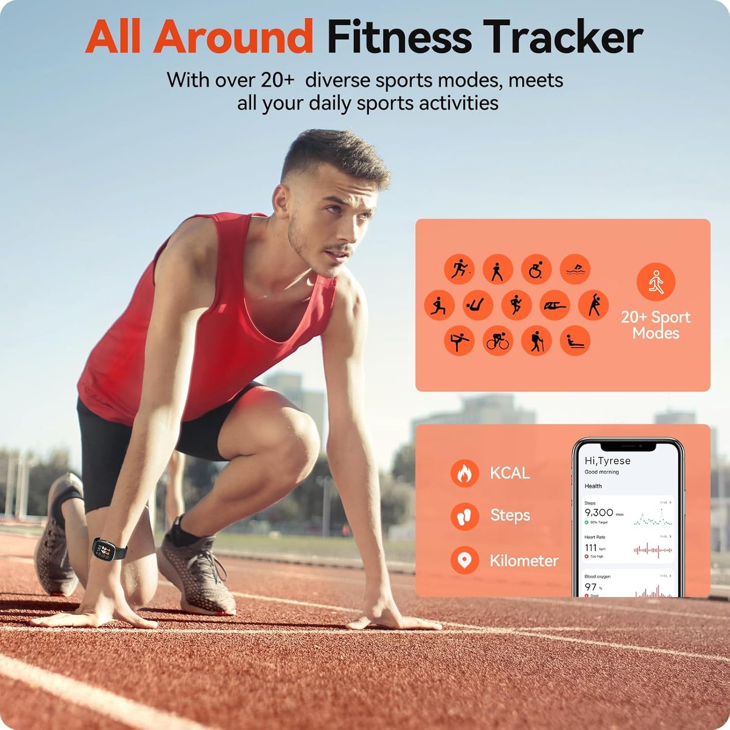 Reloj de seguimiento de actividad física con frecuencia cardíaca.