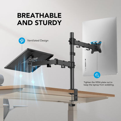 Soporte de monitor ajustable de escritorio para pantalla de 32" y laptop de 17 " HUANUO