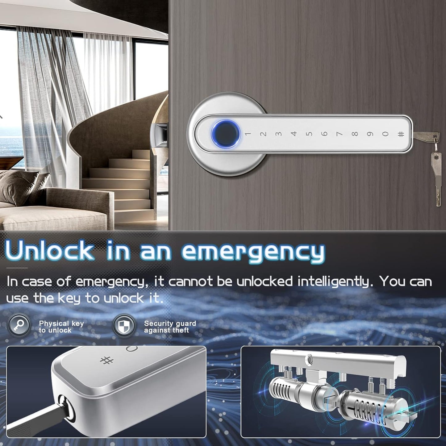 Cerradura inteligente De Puerta Con Huella Dactilar Millionhome