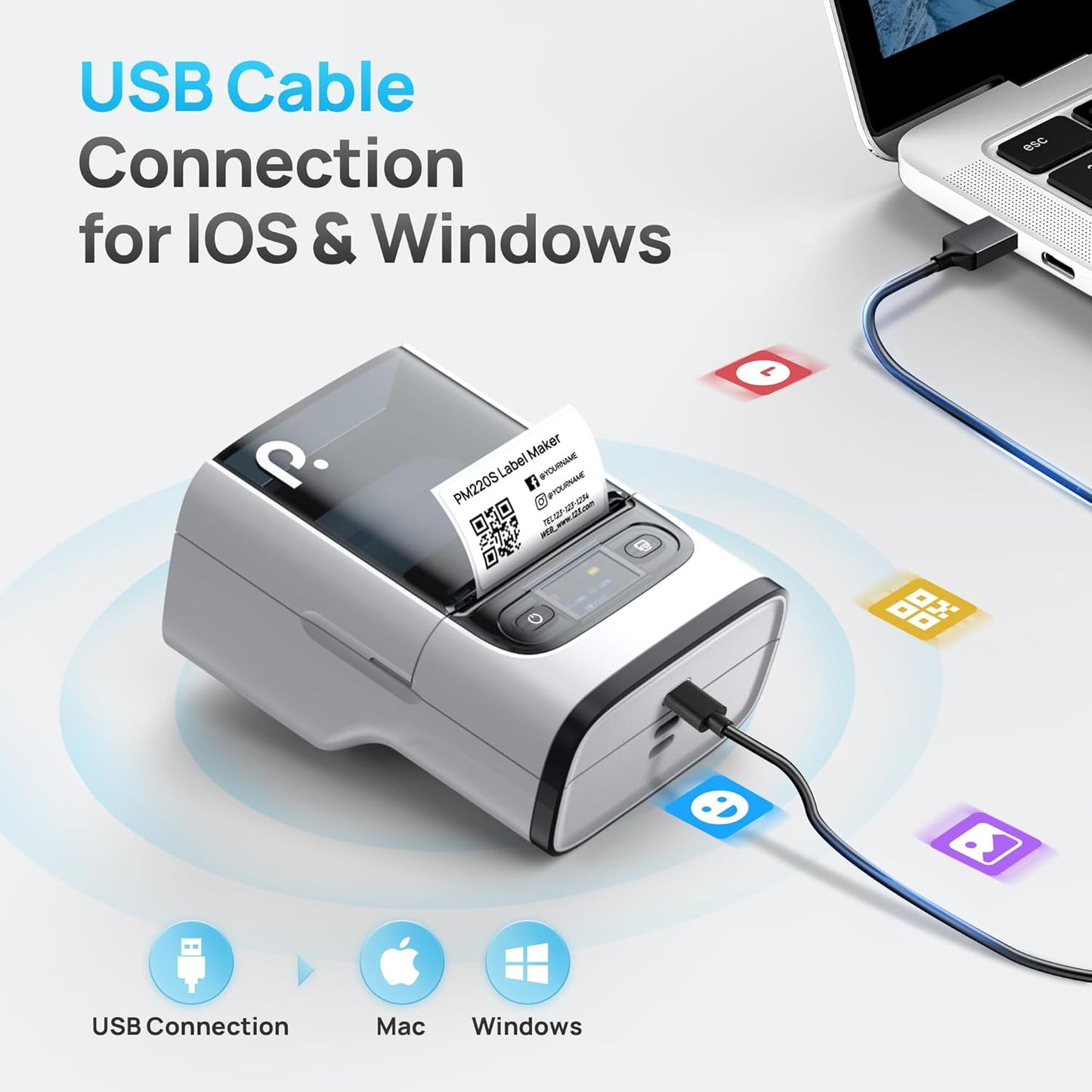 POLONO Máquina etiquetadora PM220S, IMPRESORA TERMICA.